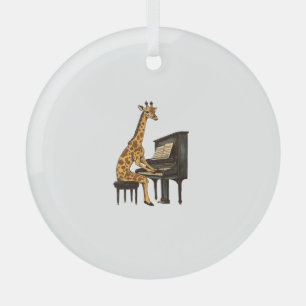 Niedliche Giraffe Piano Giraffen Musikermusik Ornament Aus Glas