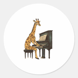 Niedliche Giraffe Piano Giraffen Musikermusik Runder Aufkleber