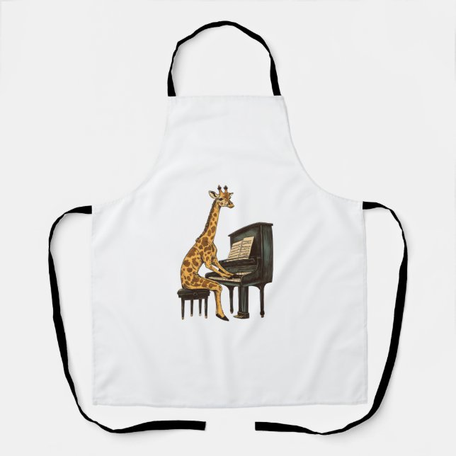 Niedliche Giraffe Piano Giraffen Musikermusik Schürze (Vorderseite)