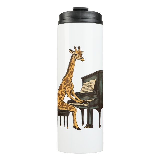Niedliche Giraffe Piano Giraffen Musikermusik Thermosbecher (Vorderseite)