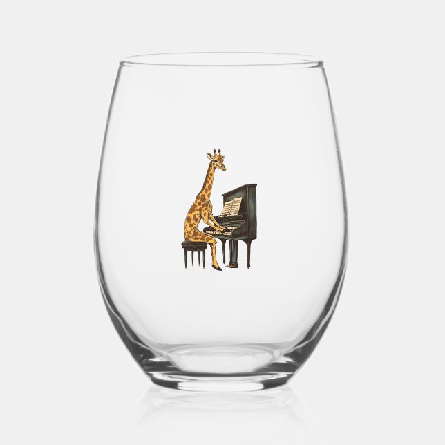 Niedliche Giraffe Piano Giraffen Musikermusik Weinglas Ohne Stiel (Vorderseite)