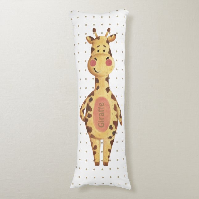 Niedliche Giraffe-Polka-Punkte-Muster Kinderzimmer Seitenschläferkissen (Vorderseite Vertikal)