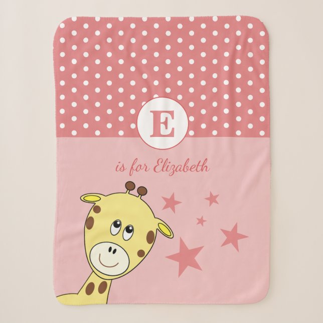Niedliche Giraffe-Polka-Sterne rosa Sherpadecke (Vorderseite)
