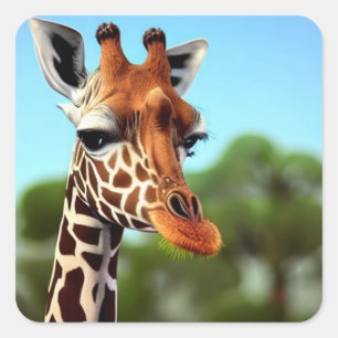 Niedliche Giraffe Quadratischer Aufkleber