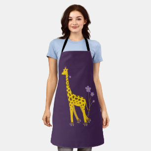 Niedliche Giraffe Roller Skaten Lila Schürze