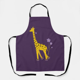 Niedliche Giraffe Roller Skaten Lila Schürze