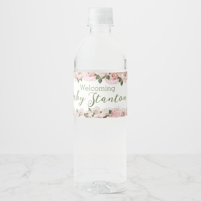 Niedliche Giraffe Rose Babydusche Wasserflasche (Vorderseite)