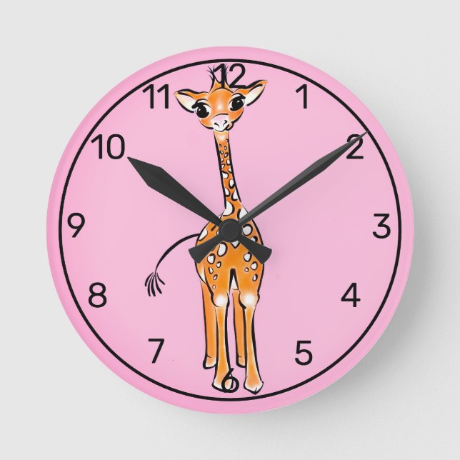Niedliche Giraffe Runde Wanduhr (Vorderseite)