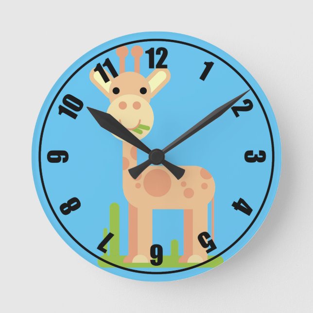 Niedliche Giraffe Runde Wanduhr (Vorderseite)