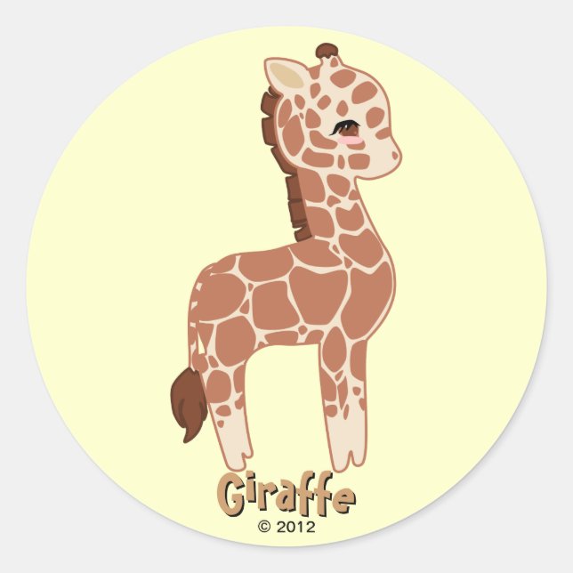 Niedliche Giraffe Runder Aufkleber (Vorderseite)