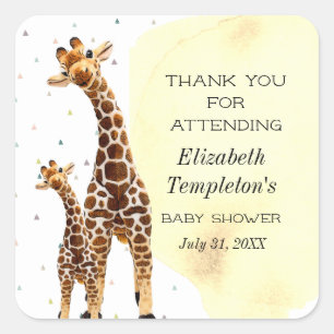 Niedliche Giraffe Safari Baby Duwer Gender Neutral Quadratischer Aufkleber