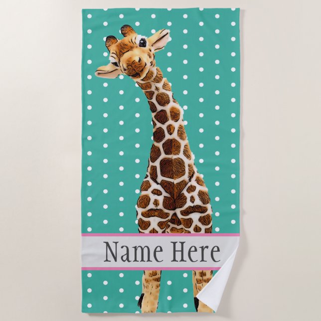 Niedliche Giraffe Safari Jungle Wilder Name Aquama Strandtuch (Vorderseite)