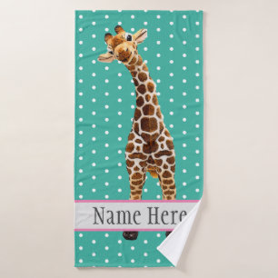 Niedliche Giraffe Safari Jungle Wilder Name  Badehandtuch