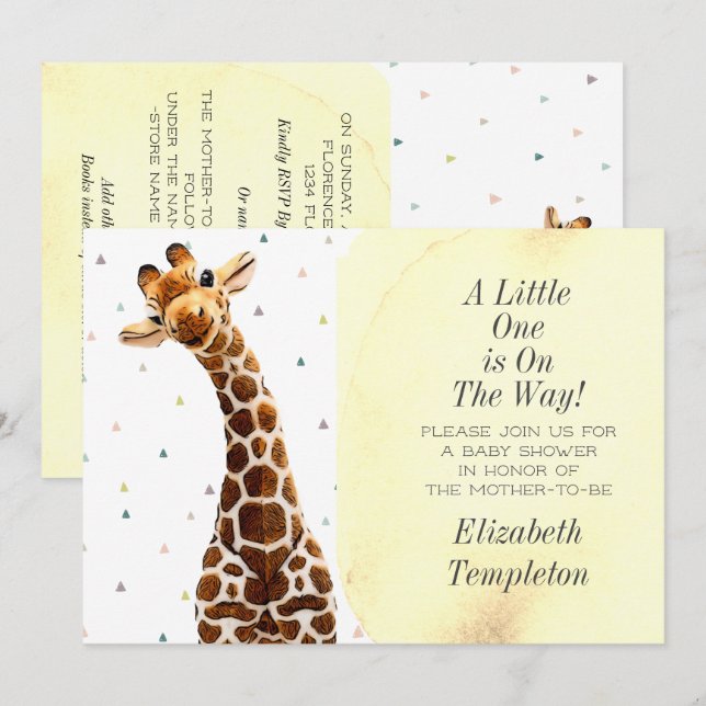 Niedliche Giraffe Safari Tier Hübsch modern Einladung (Vorne/Hinten)