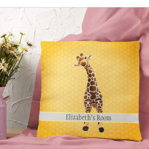 Niedliche Giraffe Safari Tierheim Name Gelbe Kinde Kissen