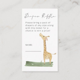 Niedliche Giraffe Script Diaper Raffle Baby Dusche Begleitkarte