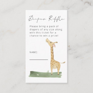 Niedliche Giraffe Script Diaper Raffle Baby Dusche Begleitkarte