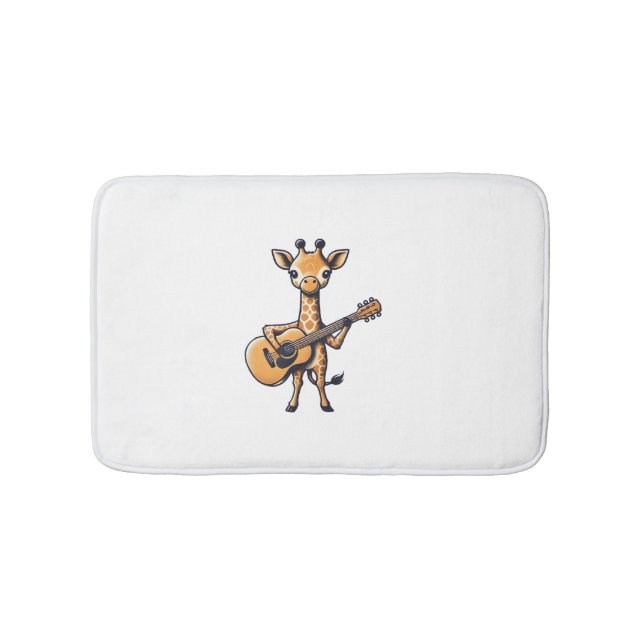 Niedliche Giraffe spielt Gitarre Giraffen Musiker  Badematte (Vorderseite)