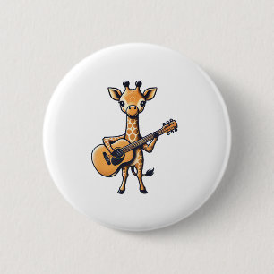 Niedliche Giraffe spielt Gitarre Giraffen Musiker Button