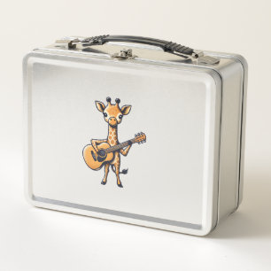 Niedliche Giraffe spielt Gitarre Giraffen Musiker  Metall Brotdose