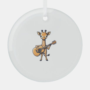 Niedliche Giraffe spielt Gitarre Giraffen Musiker  Ornament Aus Glas
