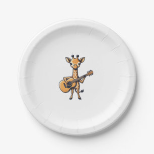 Niedliche Giraffe spielt Gitarre Giraffen Musiker Pappteller