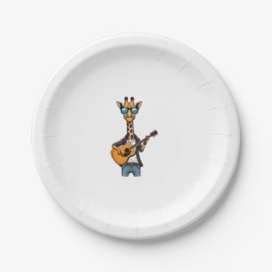 Niedliche Giraffe spielt Gitarre Giraffen Musiker Pappteller