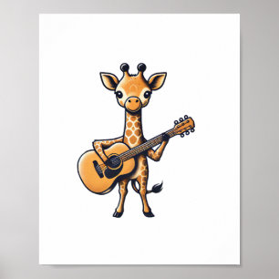 Niedliche Giraffe spielt Gitarre Giraffen Musiker  Poster
