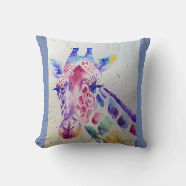 Niedliche Giraffe Tierfarbenmalerei Kissen (Vorderseite)