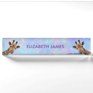 Niedliche Giraffe Tierischer holografischer Person Namensplakette