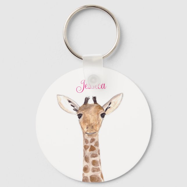 Niedliche Giraffe Tiermädchen Zoo Kinder Schlüsselanhänger (Vorderseite)