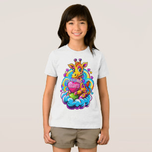 Niedliche Giraffe umarmt ein Herzklopfen auf einer Tri-Blend Shirt