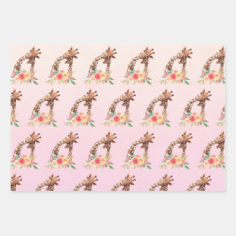 Niedliche Giraffe Wasserfarben Mama & Baby Muster Geschenkpapier Set