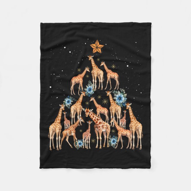 Niedliche Giraffe Weihnachtsbaum Giraffe Liebe Wei Fleecedecke (Vorderseite)