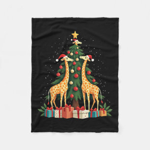 Niedliche Giraffe Weihnachtsbaum Giraffe Liebe Wei Fleecedecke