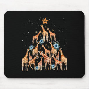 Niedliche Giraffe Weihnachtsbaum Giraffe Liebe Wei Mousepad