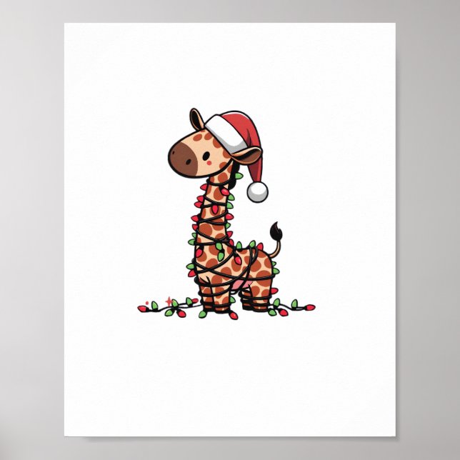 Niedliche Giraffe Weihnachtsbaum Giraffe Liebhaber Poster (Vorne)