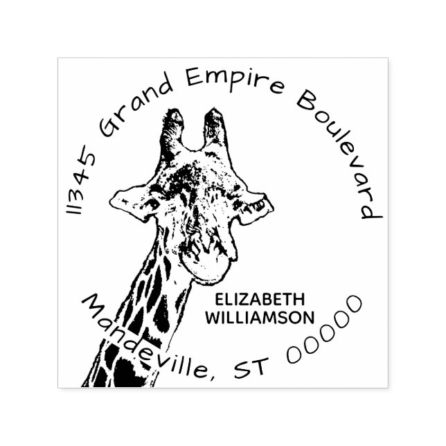 Niedliche Giraffe Wild African Animal Rücksendeadr Permastempel (Design)