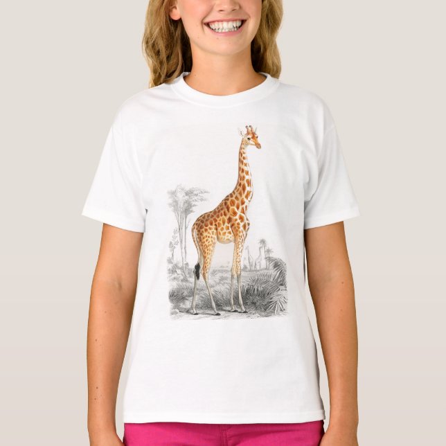 Niedliche Giraffe, wilde afrikanische Tiermädchen  T-Shirt (Vorderseite)