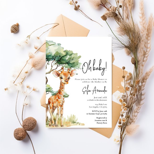 Niedliche Giraffe Woodlan Safari Babydusche Einladung (Von Creator hochgeladen)
