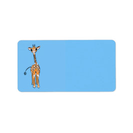 Niedliche Giraffe zeichnend Safaritiere blau Adressaufkleber