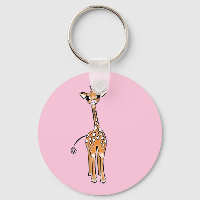Niedliche Giraffe zeichnend, Safaritiere Schlüsselanhänger (Vorderseite)
