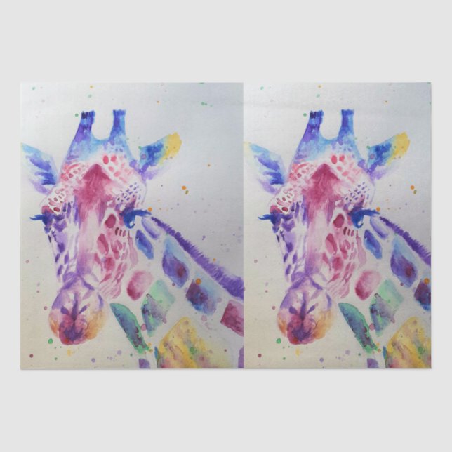 Niedliche Giraffe Zoo Tiermuster Wasserfarbe Seidenpapier (Vorderseite)