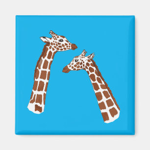 Niedliche Giraffen auf blauem Hintergrund Magnet