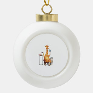 Niedliche Giraffen, Bücher und Teegeschenke Keramik Kugel-Ornament