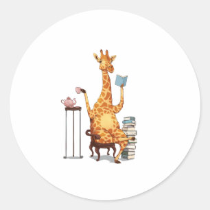 Niedliche Giraffen, Bücher und Teegeschenke Runder Aufkleber