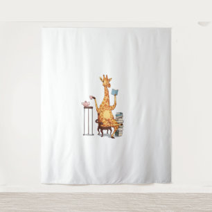 Niedliche Giraffen, Bücher und Teegeschenke Wandteppich