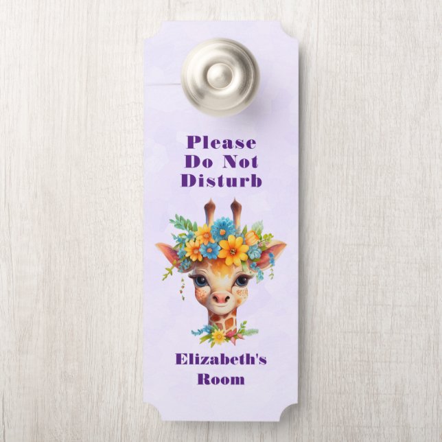 Niedliche Giraffen dürfen nicht durch Blumenkronen Türanhänger (Auf Knauf)