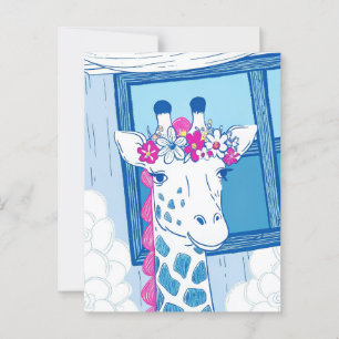 Niedliche Giraffen Glückwunsch hellblauer Pop Kuns Postkarte