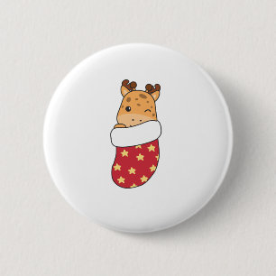 Niedliche Giraffen in Weihnachtssocken für Weihnac Button